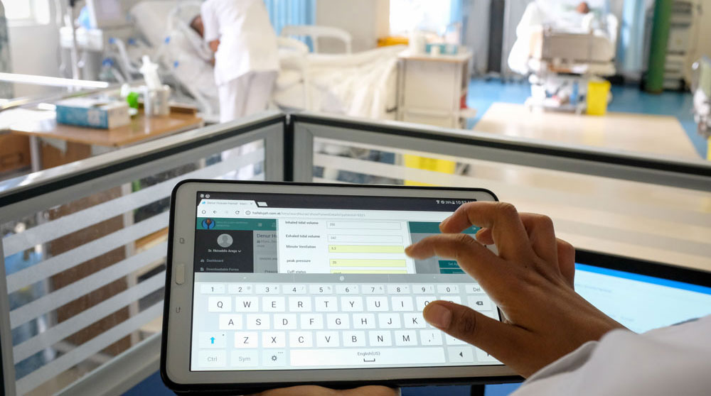 IntelliCare on a tablet in an intensive care unit